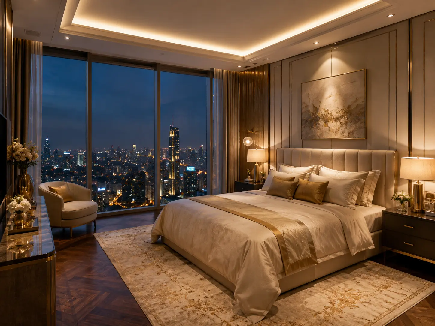 Luxury Bedroom Interior 7 Mahalaxmi Tower 3 South Mumbai