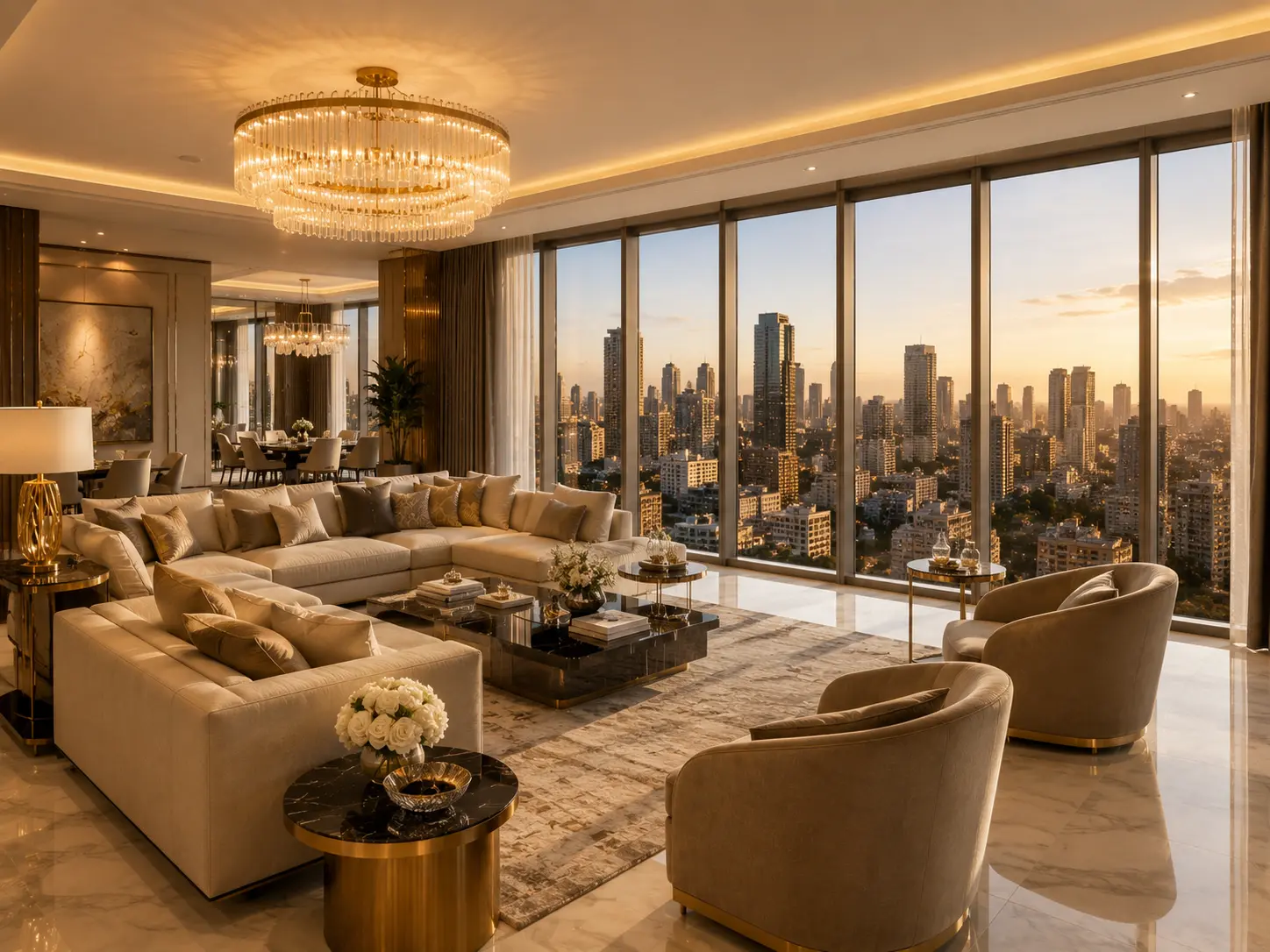 Luxury Living Room 7 Mahalaxmi Tower 3 Sea View South Mumbai